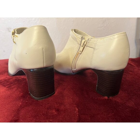 AJ Valenci Women White Leather Ankle Boot Size 8.5W flaw Comfortable Chunky Heel - Picture 14 of 16